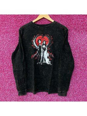 Tim Burton Corpse Bride Victor & Emily Mineral Wash Long Sleeve Shirt Medium